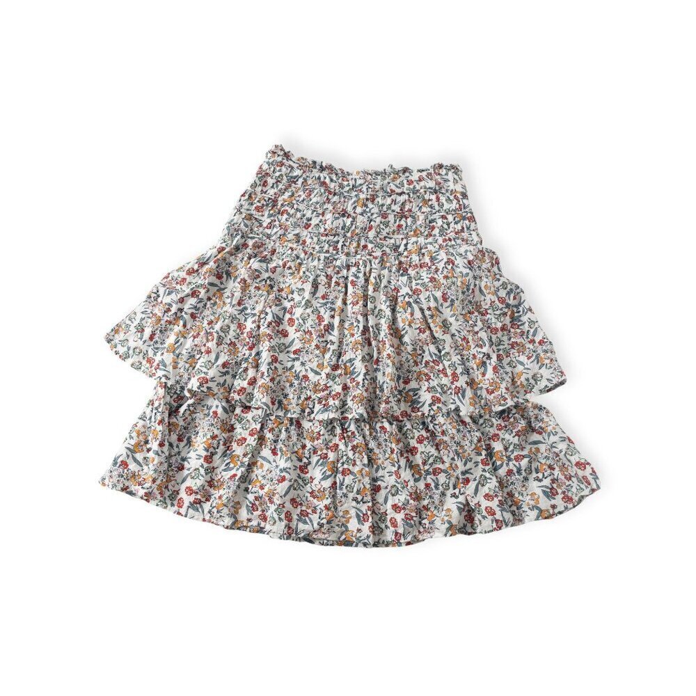 Maple & Cliff Floral Tiered Skirt SZ L High Drop Waist Cottage Core - Picture 2 of 8